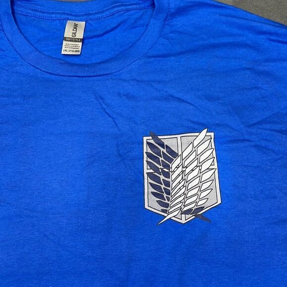 Attack On Titan Season 2 Blue Anime Short Sleeve Graphic Tee Size 2XL - Picture 6 of 6